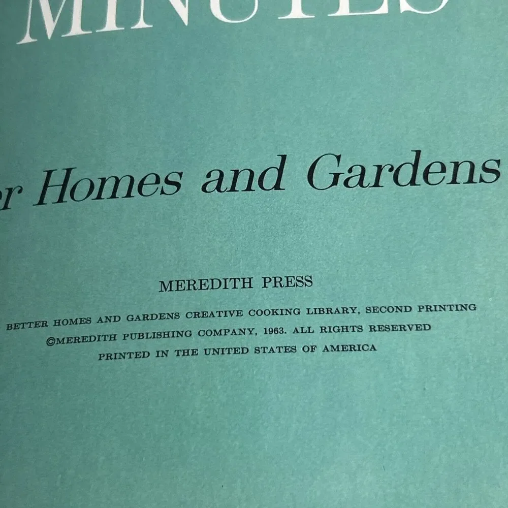 Vintage 1963 Better Homes Meals In Minutes Cookbook Recipes Cook‎ Book Hardcover